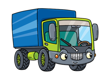 Funny small lorry with eyes.のイラスト素材
