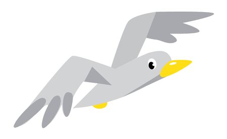 Funny flying seagull. Children's simple, vector illustration.のイラスト素材