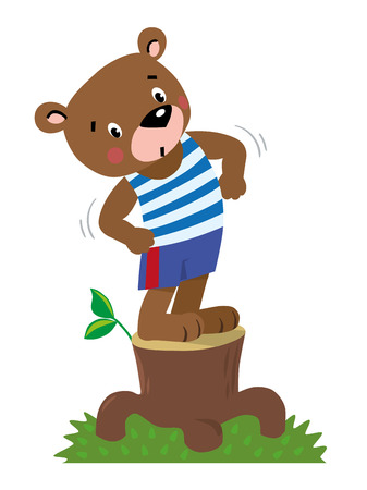 Funny strong little bearのイラスト素材