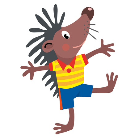 Funny little hedgehog Vector illustration.のイラスト素材