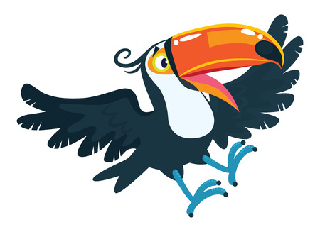 Toucan. Children vector illustration of funny birdのイラスト素材