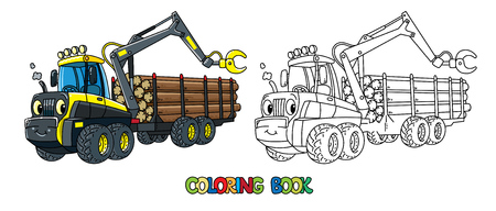 Funny harvester car with eyes coloring bookのイラスト素材