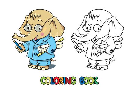 Elephant engineer ABC coloring book. Alphabet Eのイラスト素材