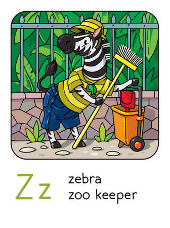 Zebra zoo keeper Animals profession ABC Alphabet Zのイラスト素材