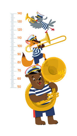 Brass band of animals. Meter wall or height chartのイラスト素材