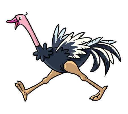 Funny ostrich Farm animal kids illustration seriesのイラスト素材