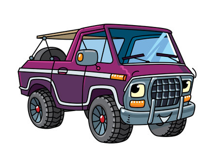 Funny small old coe truck vector illustrationのイラスト素材