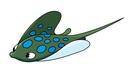 Sea theme. Stingray kids vector illustrationのイラスト素材