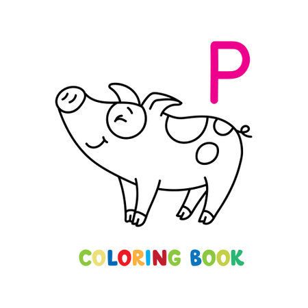 Funny pig. Animals coloring book for kidsのイラスト素材