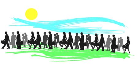 working people walking togetherのイラスト素材