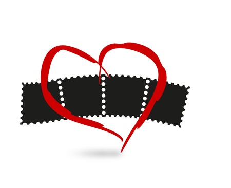 heart with film on a white backgroundのイラスト素材