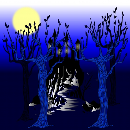 The Wood blue and black castleのイラスト素材