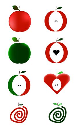 set of apples on white backgroundのイラスト素材