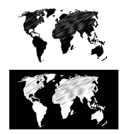 geographical map scribbledのイラスト素材