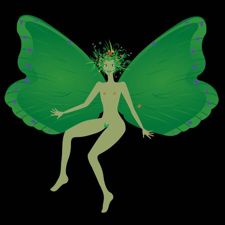 Mother Nature fairy woods isolated on black backgroundのイラスト素材