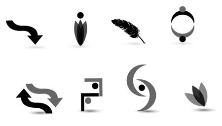 set of vector logos in black and whiteのイラスト素材