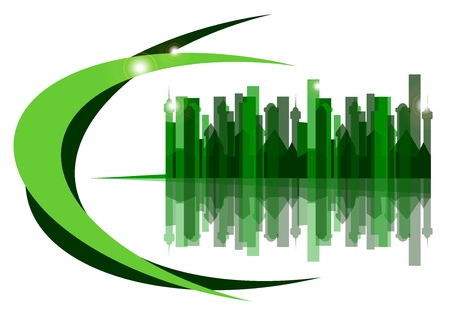  the green city on a white backgroundのイラスト素材