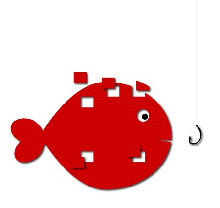 goldfish decomposed that approaches fishing hookのイラスト素材