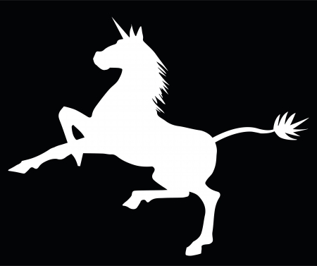unicorn silhouette on a black backgroundのイラスト素材