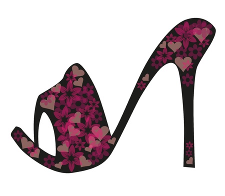 Illustration of female shoe with pink decorations onのイラスト素材