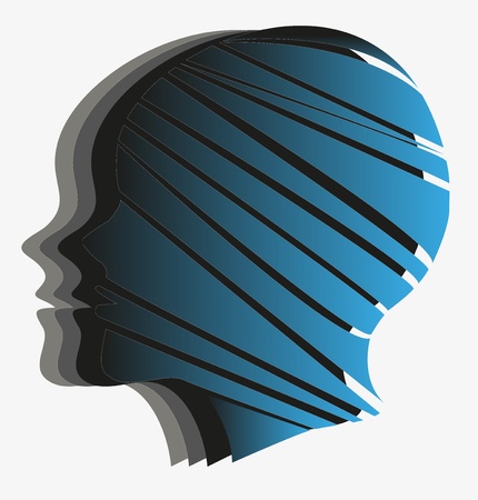 stylized female head on a white backgroundのイラスト素材