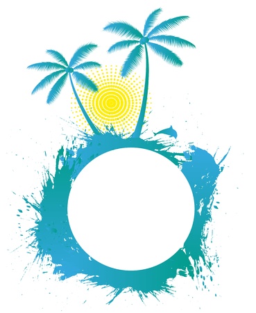illustration frame with palm trees andのイラスト素材