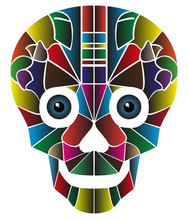 Skull created by color,  isolated on white backgroundのイラスト素材