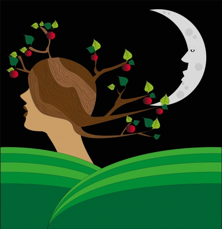 paesaggio surreale della donna il Che SI Trasforma in Un alberoのイラスト素材