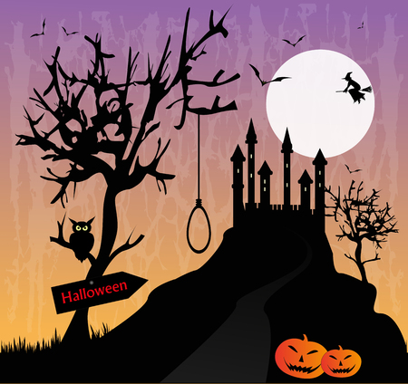macabre landscape with castleのイラスト素材