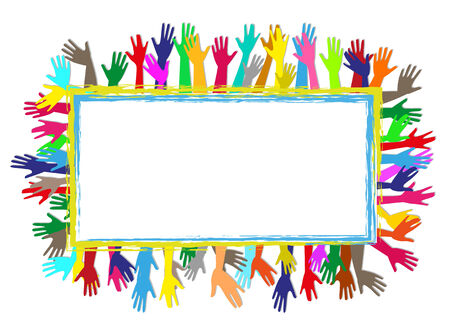 Frame with colored handsのイラスト素材