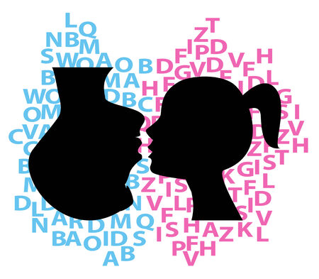 symbolic illustration of discussion between coupleのイラスト素材