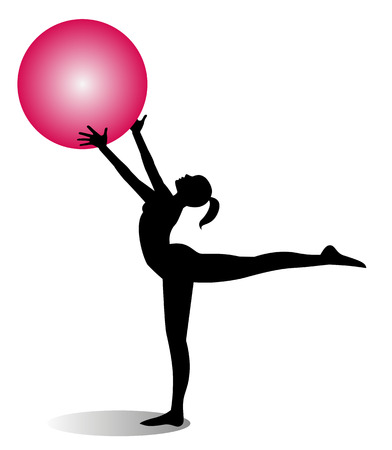 dancer silhouette with sphereのイラスト素材