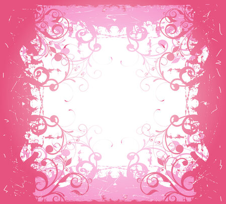 pink abstract floral frameのイラスト素材