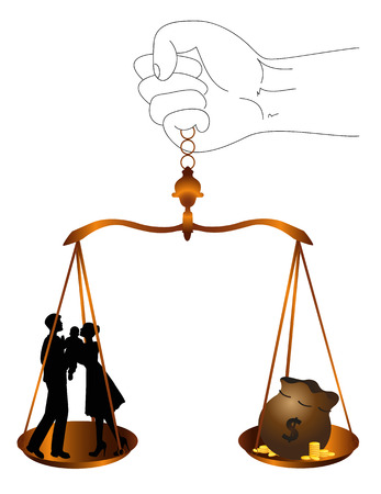 symbolic illustration with justice balance  the value of familyのイラスト素材