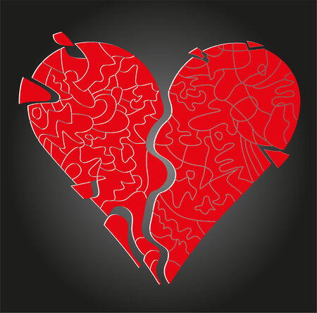 red mosaic that form a heartのイラスト素材