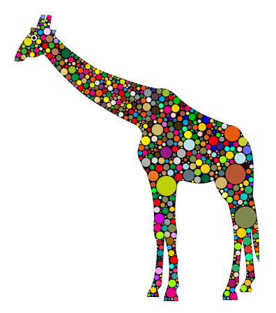 giraffe composed of colored circlesのイラスト素材