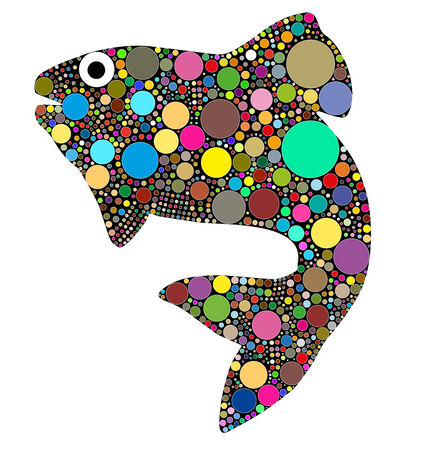 fish made up of colorful circlesのイラスト素材