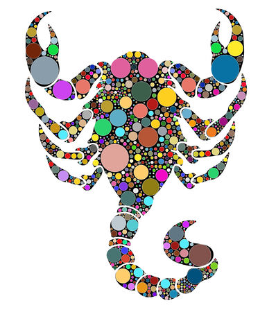scorpion consists of colored circlesのイラスト素材