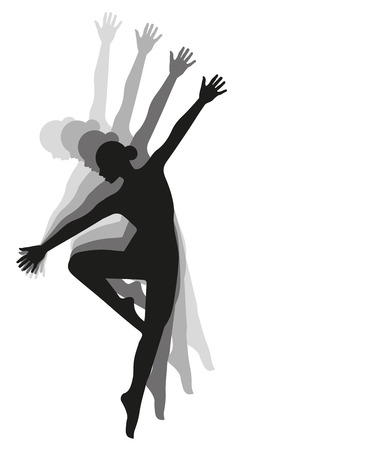 vector silhouette dancing girlのイラスト素材
