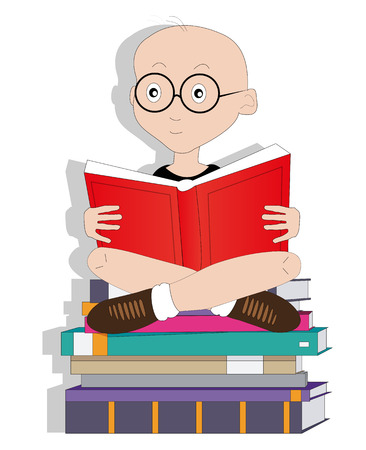 child illustration reading a bookのイラスト素材