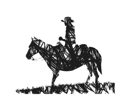 abstract silhouette of cowboyのイラスト素材