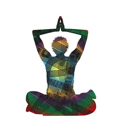 man silhouette meditatingのイラスト素材