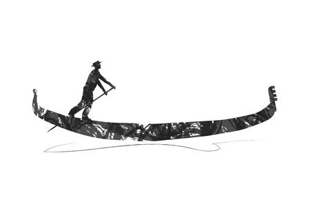 abstract gondola silhouetteのイラスト素材