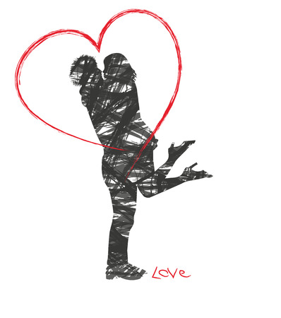 abstract silhouette of loversのイラスト素材
