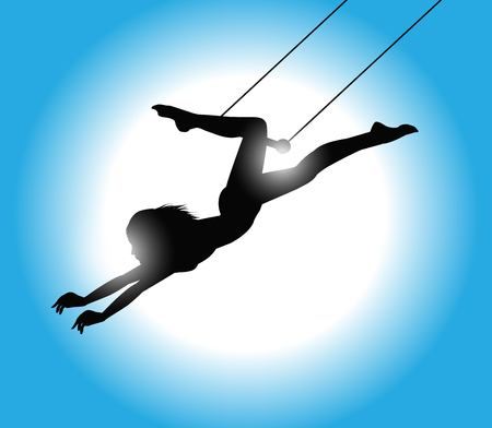illustration of a beautiful Trapeze artist in actionのイラスト素材