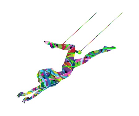 illustration of a beautiful Trapeze artist in actionのイラスト素材
