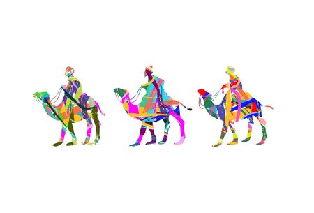 Christian Christmas abstract scene with the three wise men