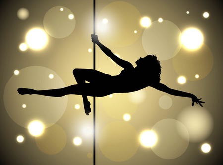 Silhouette of a female pole dancingのイラスト素材