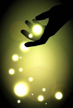 hand silhouette and balls of lightのイラスト素材