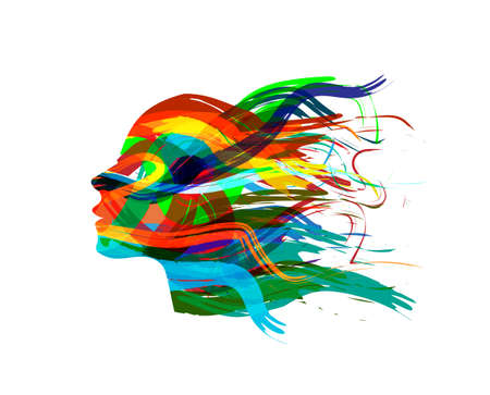 Abstract Female Head Silhouetteのイラスト素材